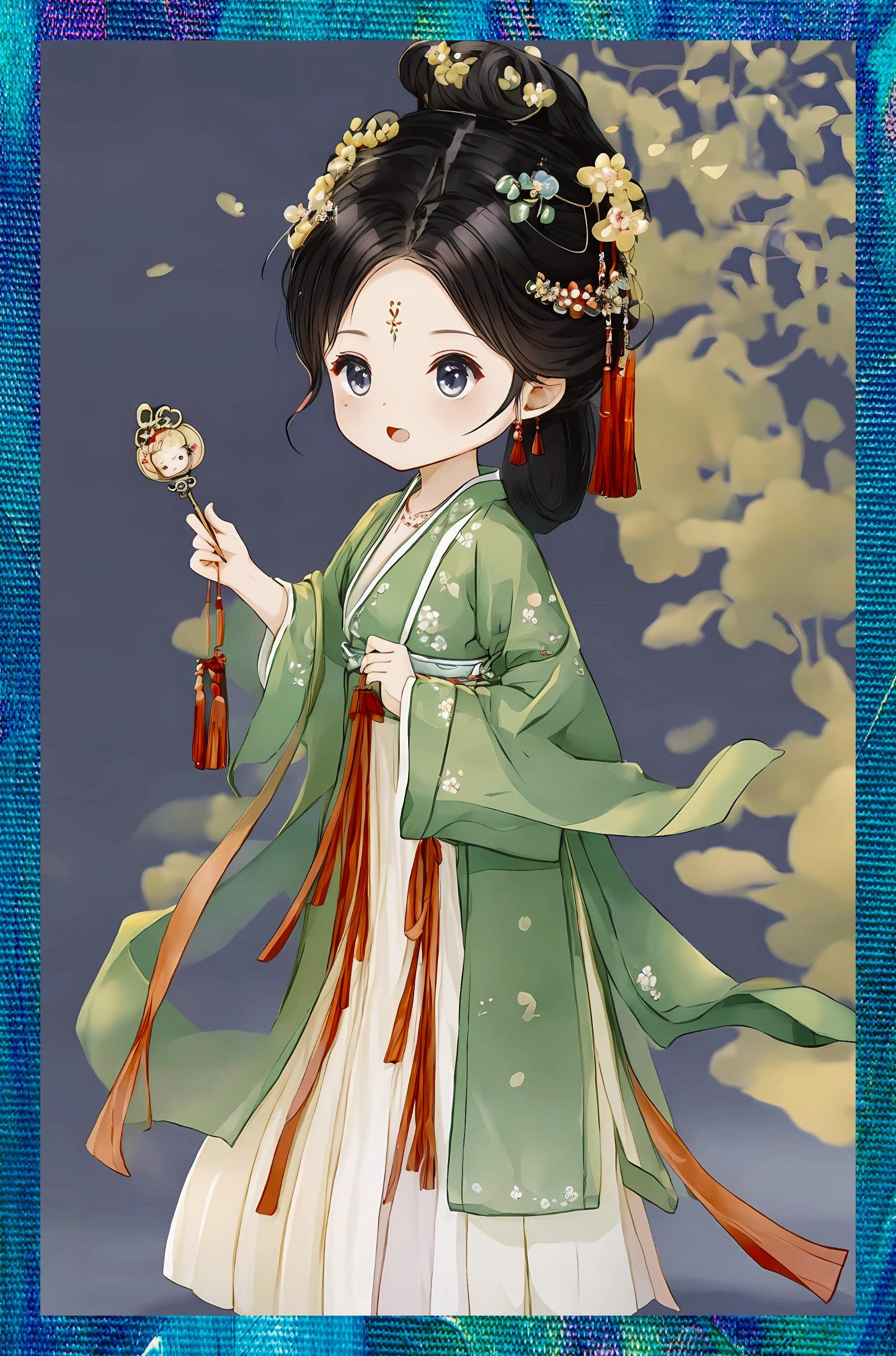 q版汉服插画:萌系古风人物绘