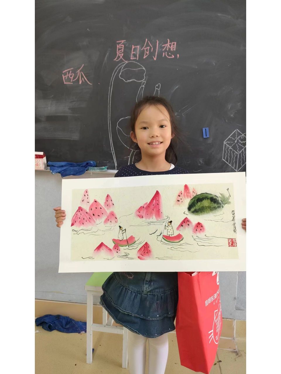 夏日创想儿童国画西瓜题材!