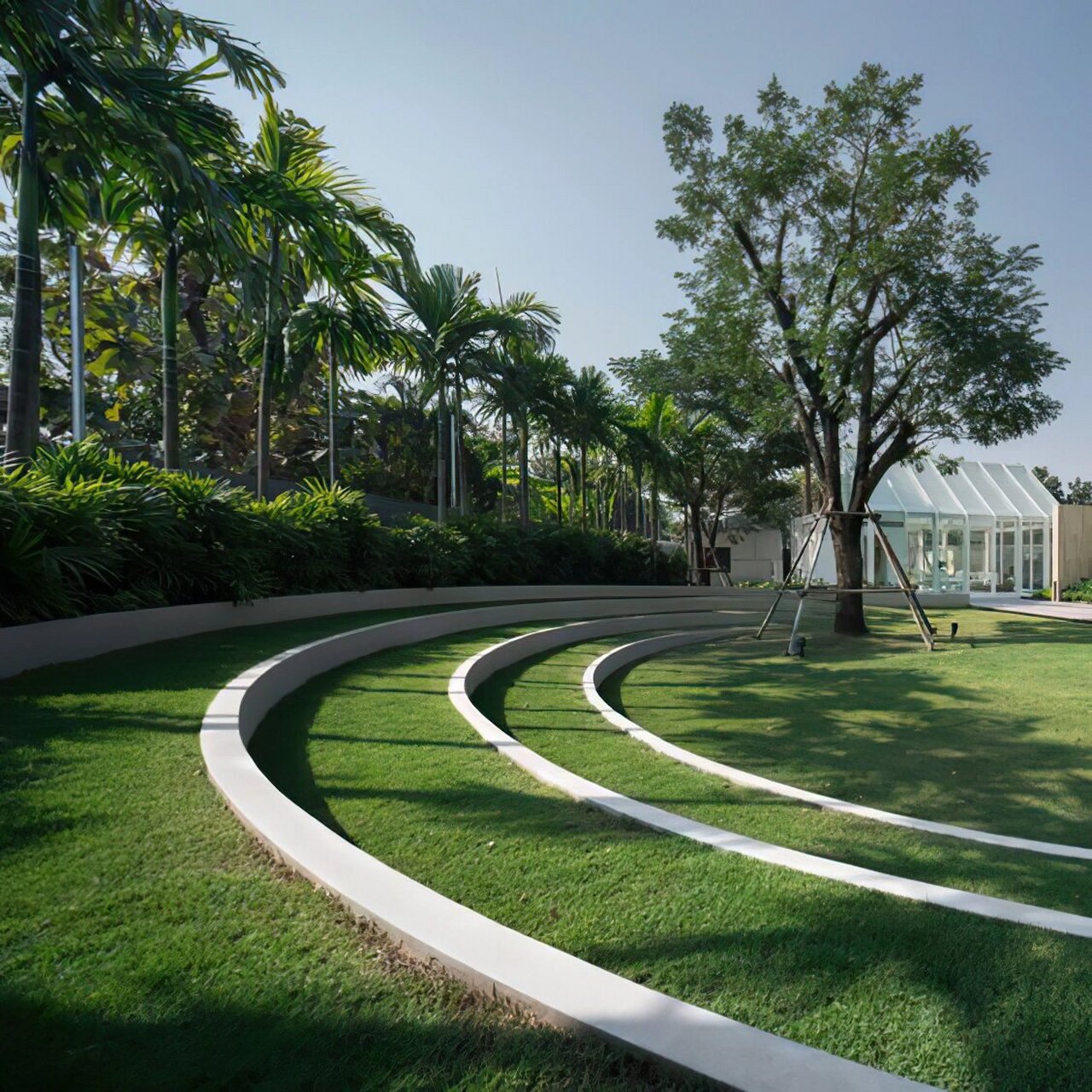 公园草阶的做法(景观篇) 下沉式设计,它就是对空间进行合理应用的基础