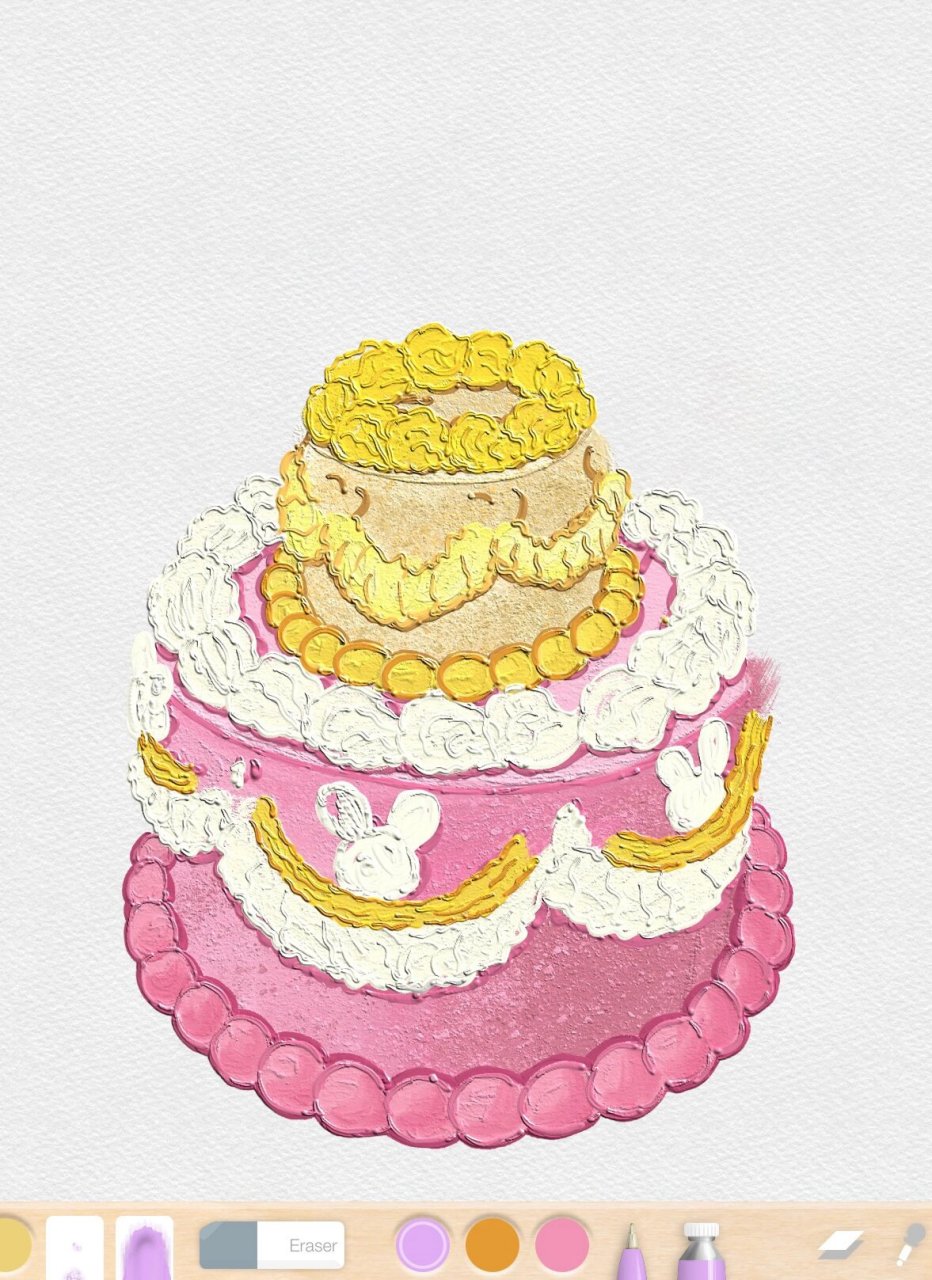 ipad绘画96artset手绘双层生日蛋糕98附教程 来一个复古的双层