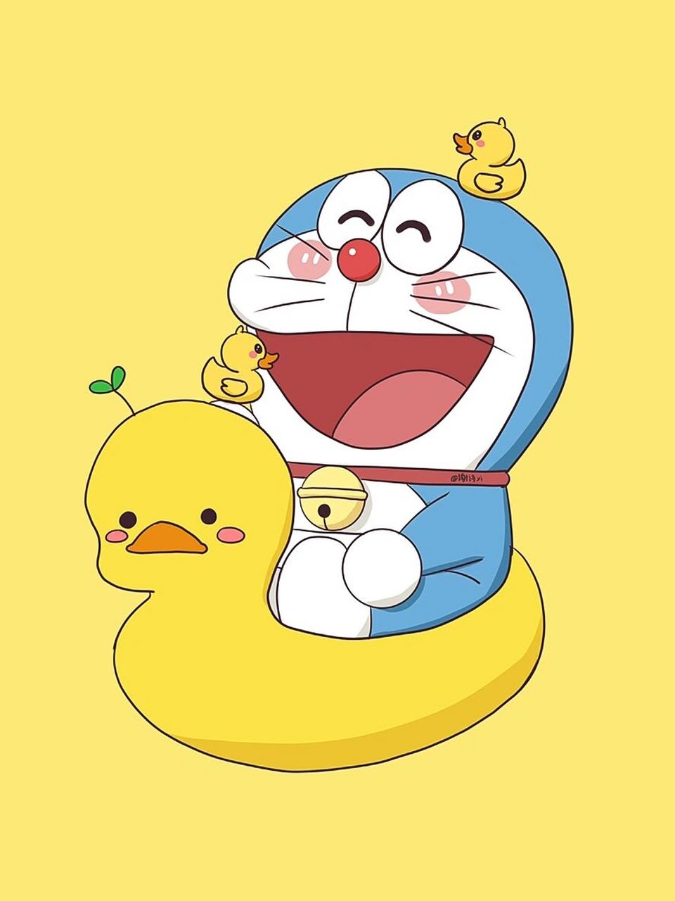 哆啦a梦壁纸头像,哆啦a梦小黄鸭 绘图:哆啦的博物馆7015谢诗yi