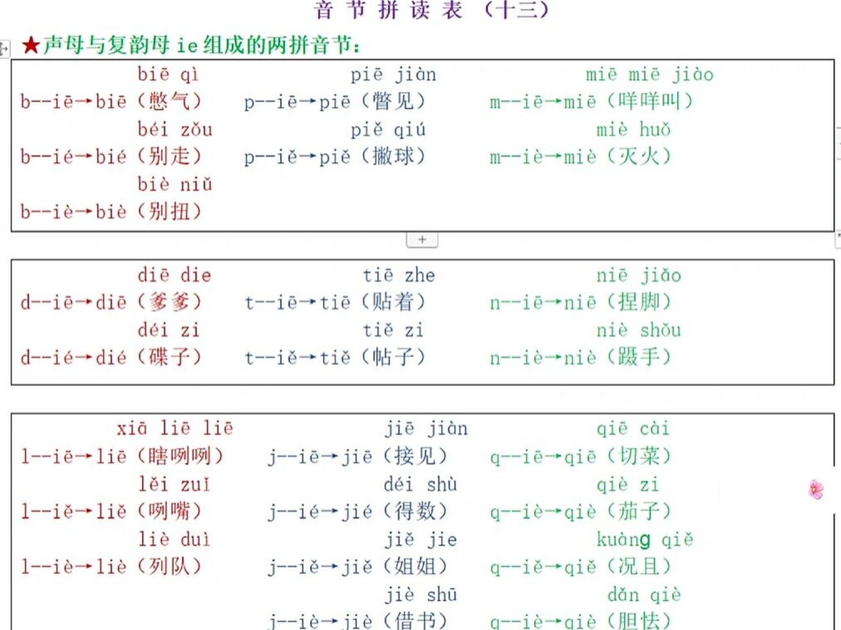 07ie ue ɑn en in un02ün复韵母拼读 可打印