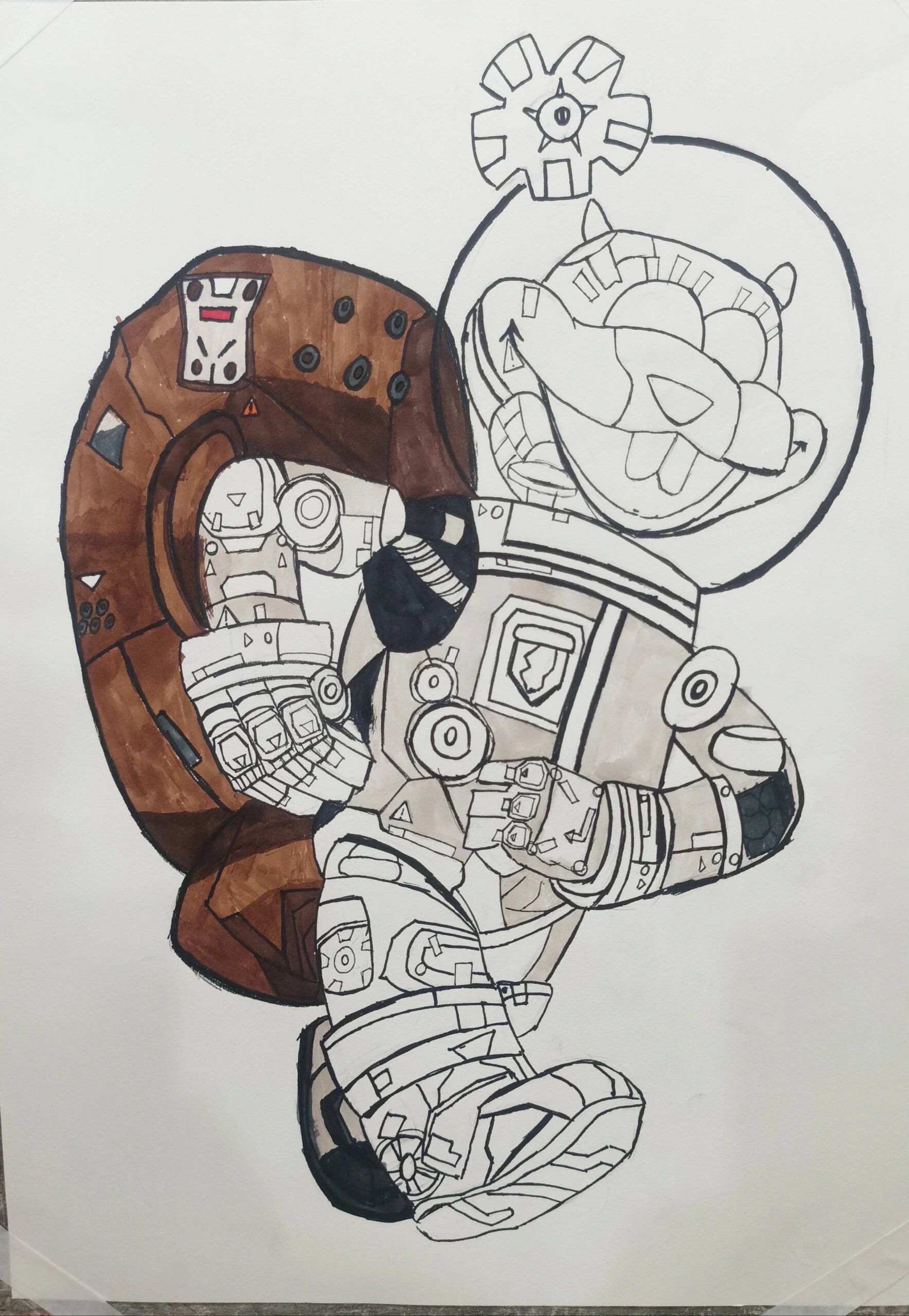 赛博朋克风素描绘画