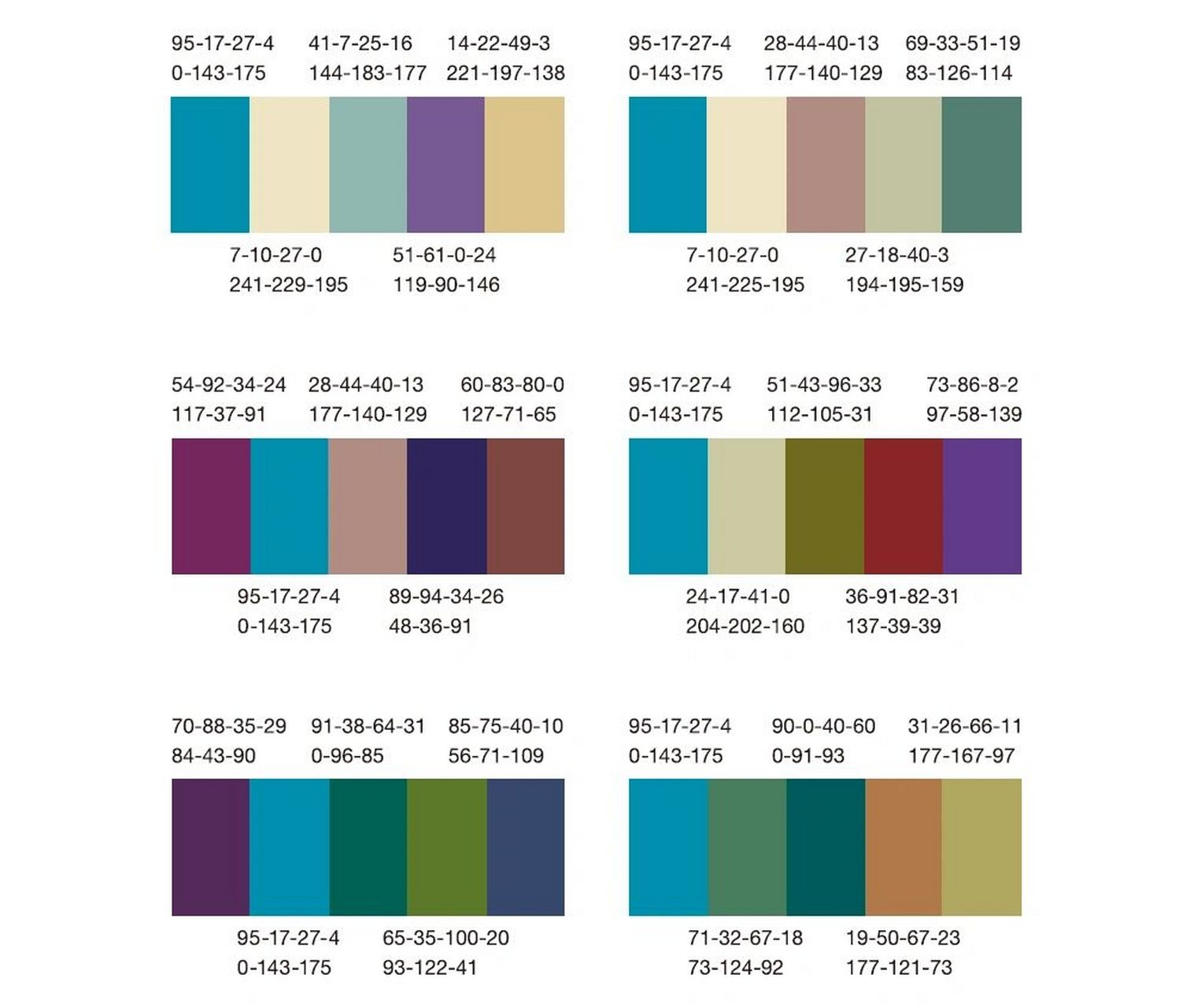 孔雀蓝配色  以上为潘通系列配色色卡