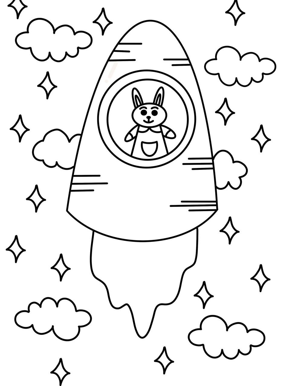 萝卜火箭儿童画 创意画 简笔画 带线稿 #创意美术儿童画# #儿童简笔画