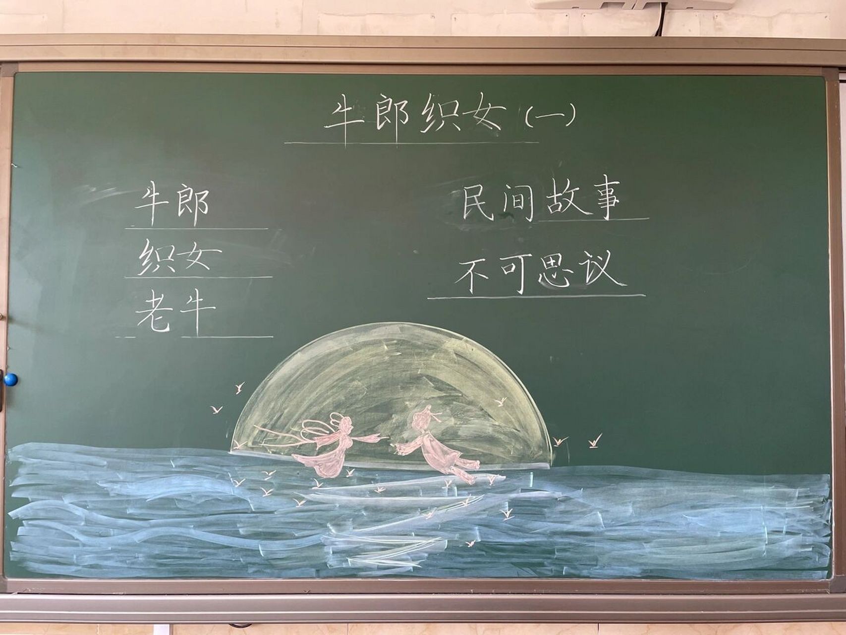 五年级上册《牛郎织女(一)》板书设计 什么时候画图:上课之前要侯课