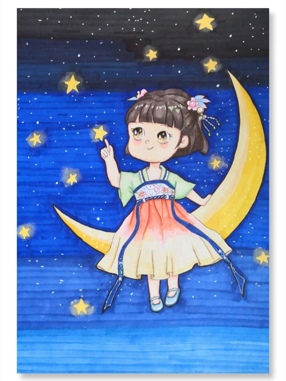 最爱画星空! #马克笔手绘# #星空画# #我的随手画# #画画