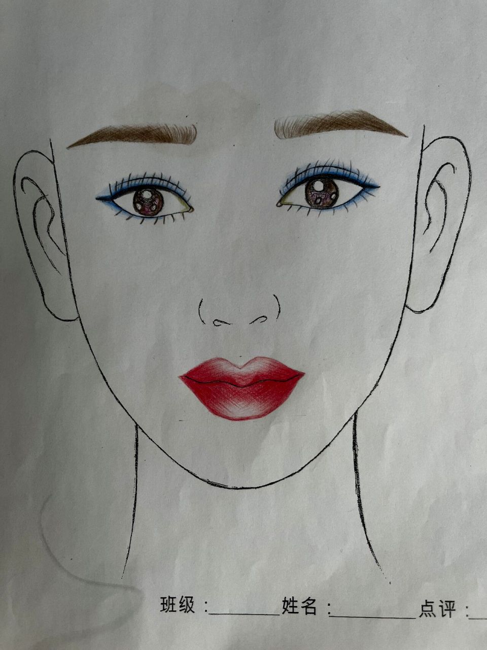 化妆素描——美人图 在学校学习化妆,素描的就最后一节课就是化美人图