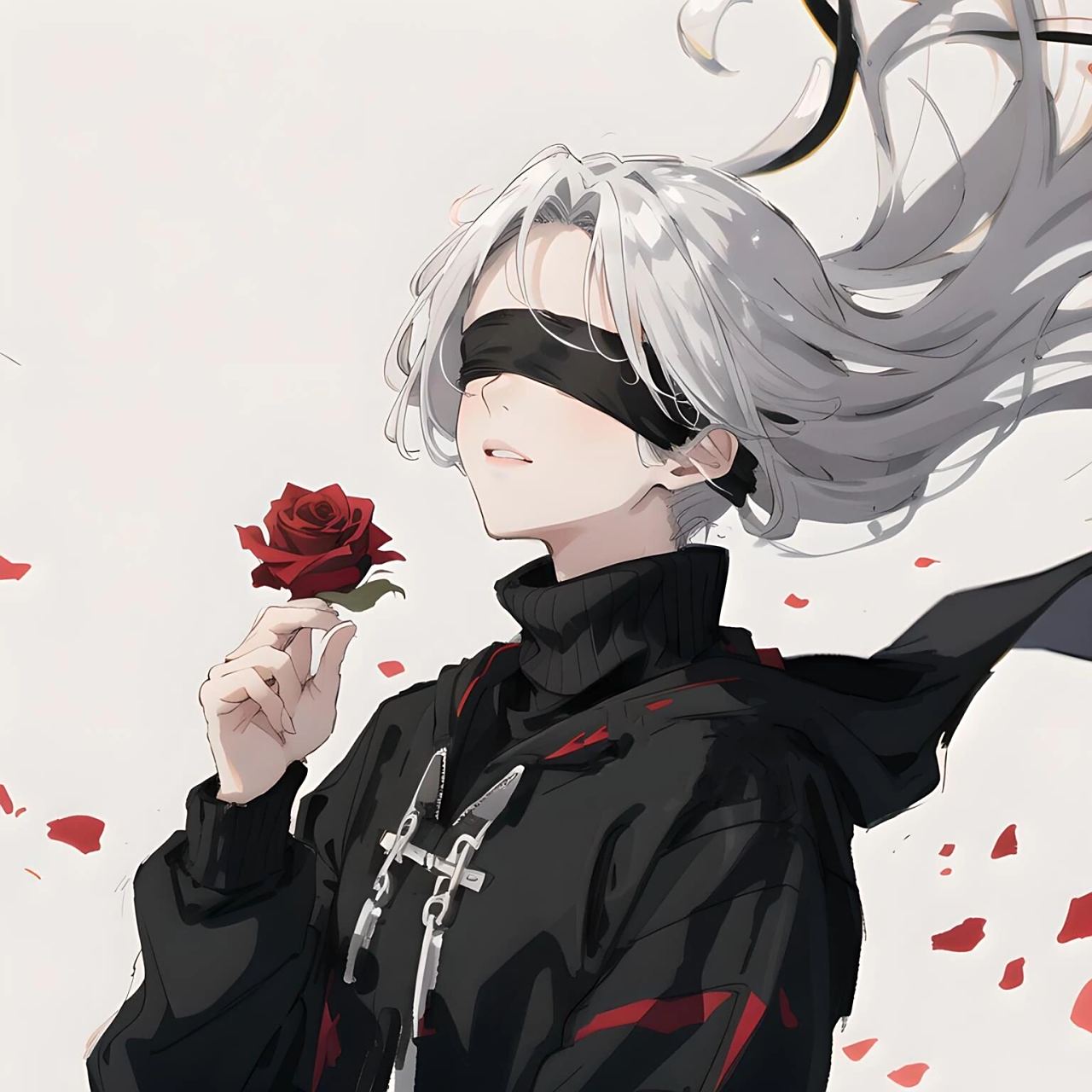 蒙眼超级帅气/情侣头像/闺蜜头像 这么好看的头像,确定不一起换么?