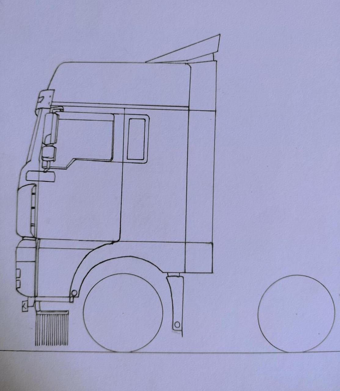 绘画百吨王汕德卡前四后八自卸车