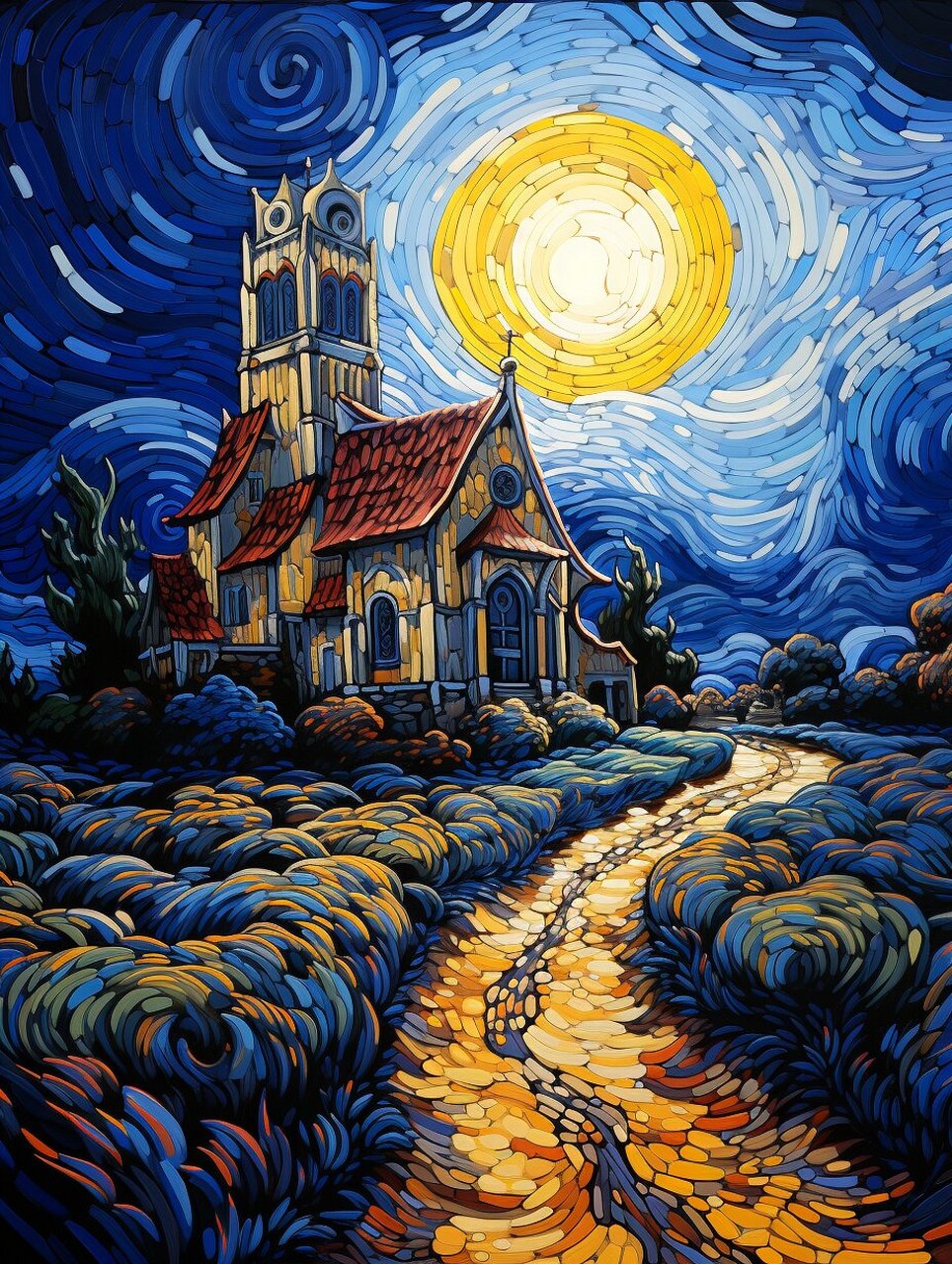 the church at auvers 梵高的《奥弗斯教堂》是一幅著名的油画作品