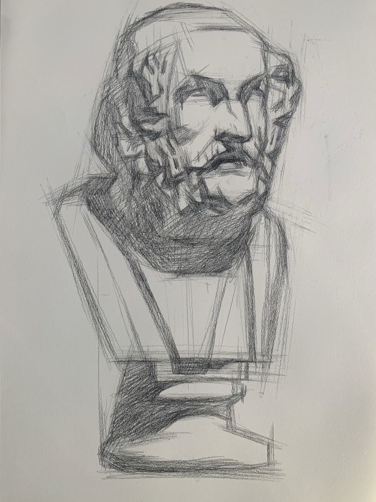 《荷马》素描石膏像#绘画步骤