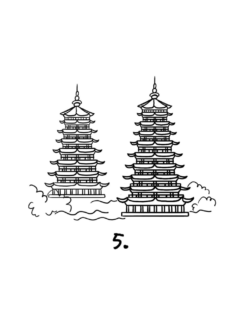 如何画桂林日月双塔|地标建筑简笔画教程16 蜗牛速度的更新,地标建筑