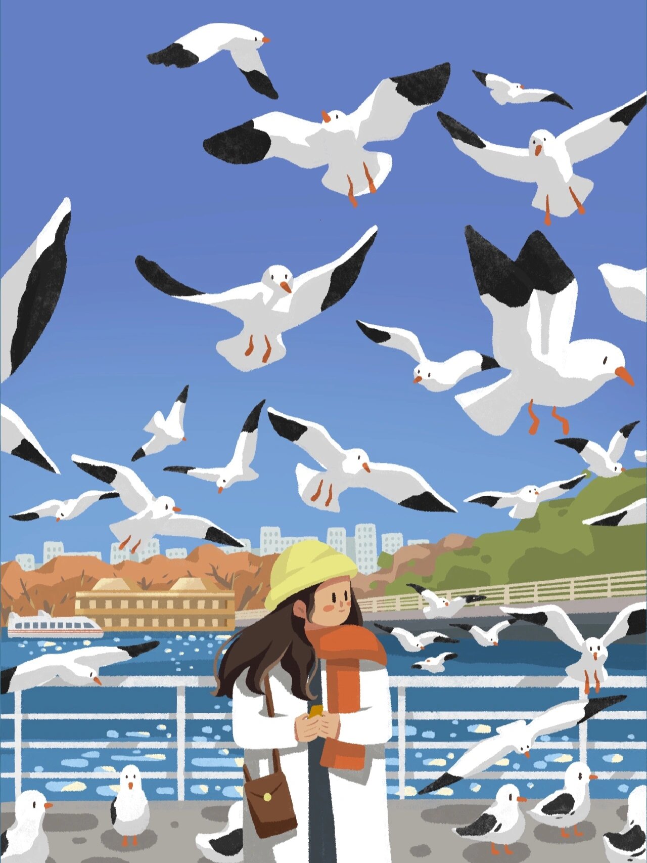 插画|云南的蓝才配得上这漫天的海鸥