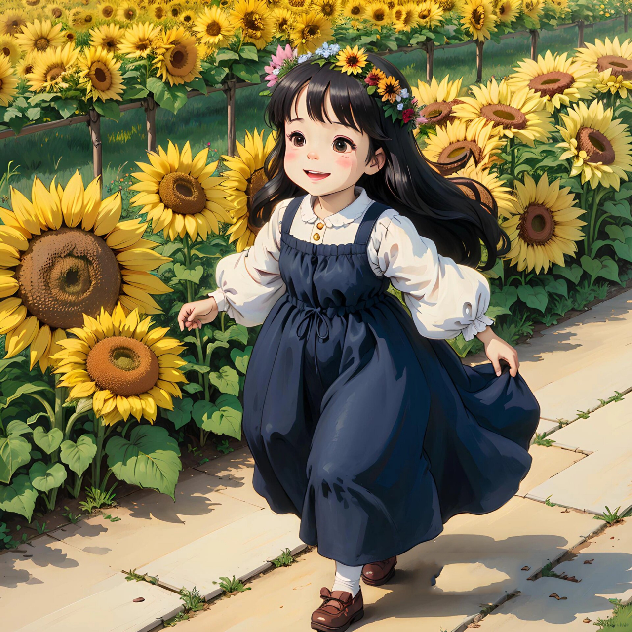 头戴花环的小姑娘