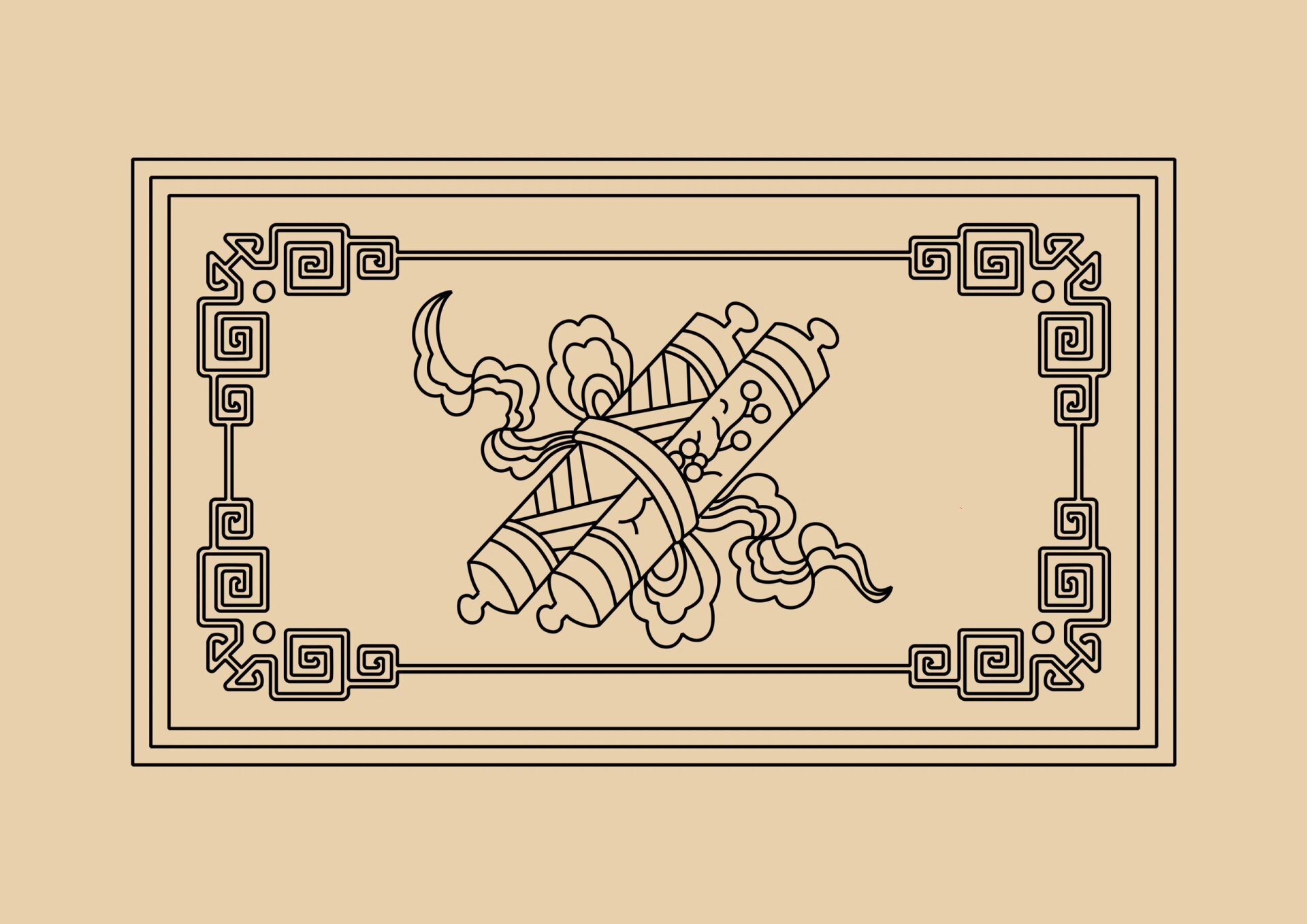 琴棋书画矢量线稿