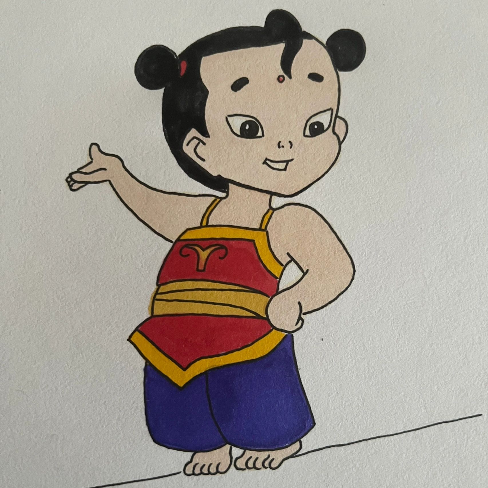 马克笔手绘||哪吒传奇小哪吒95(附过程图