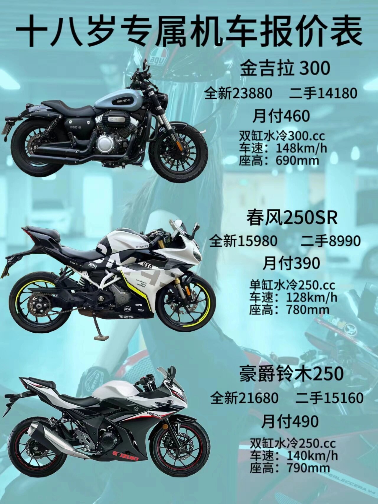 十八岁专属机车报价表