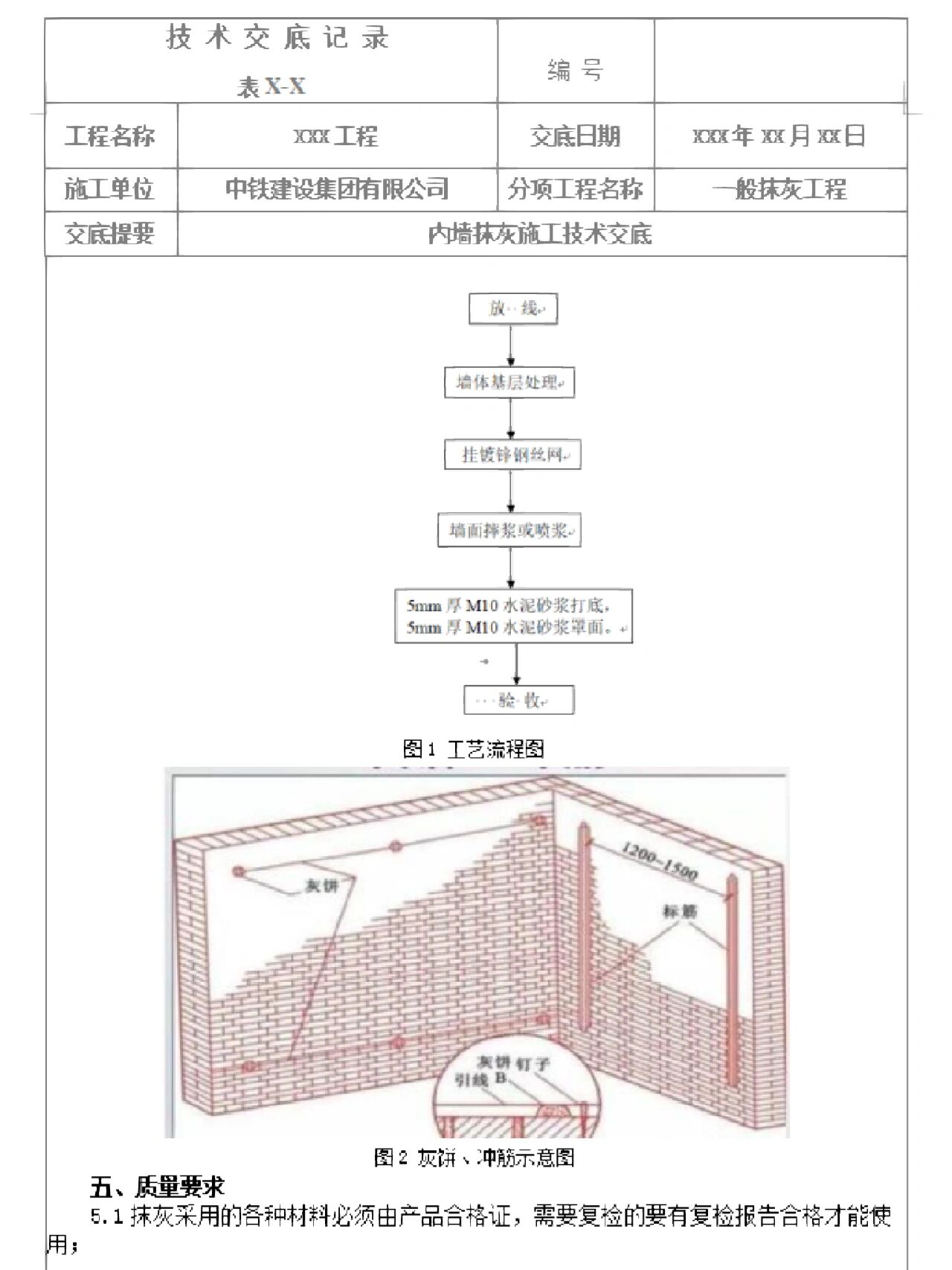内墙抹灰施工技术交底