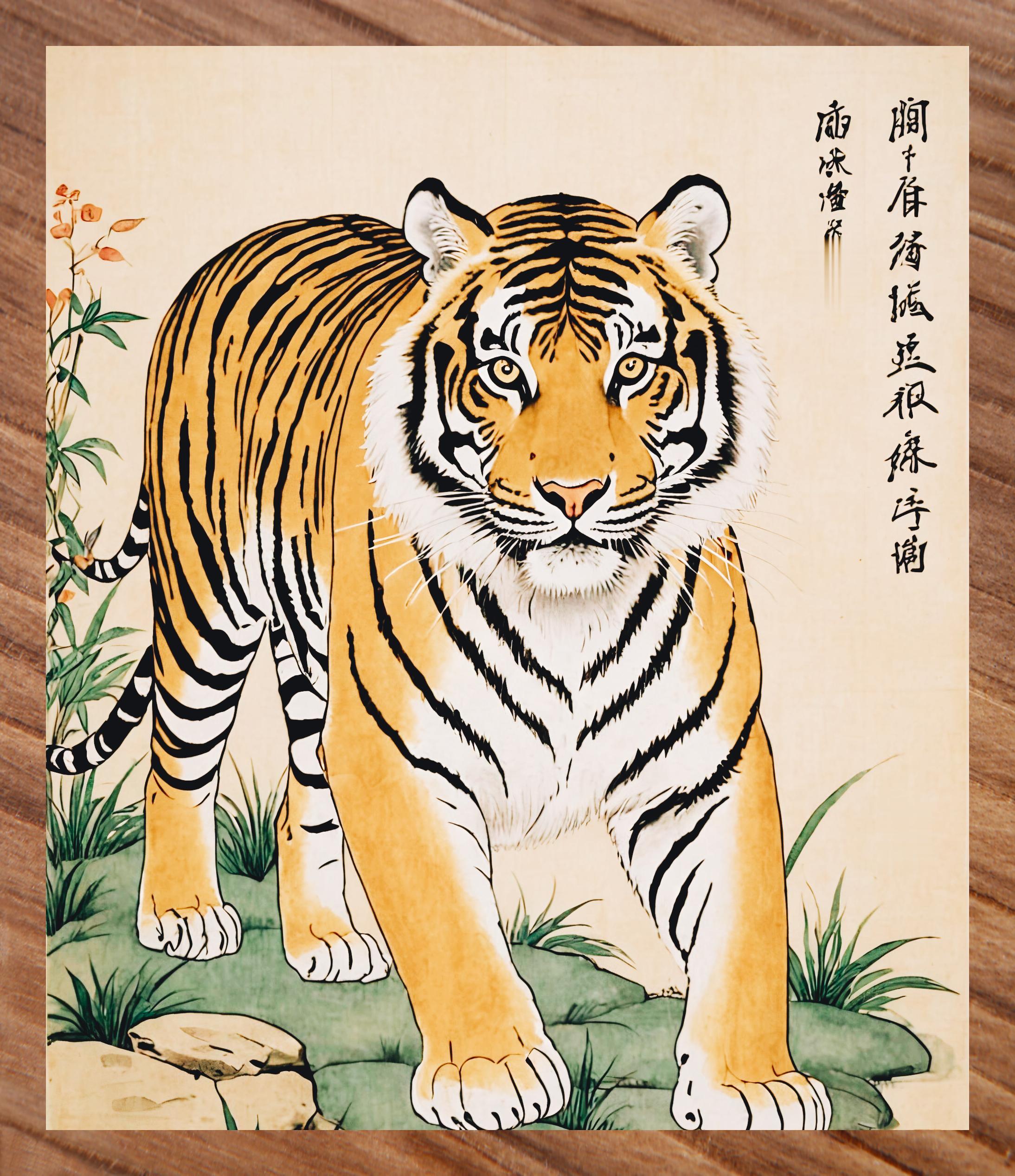 工笔绘虎图