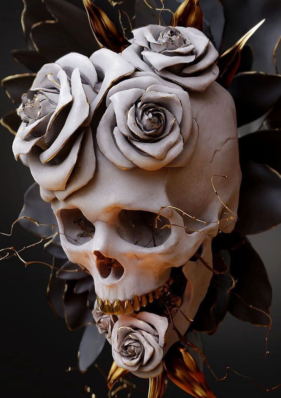 纹身素材 99内容素材:骷髅头,玫瑰花,金… 7815骷髅头象征死亡