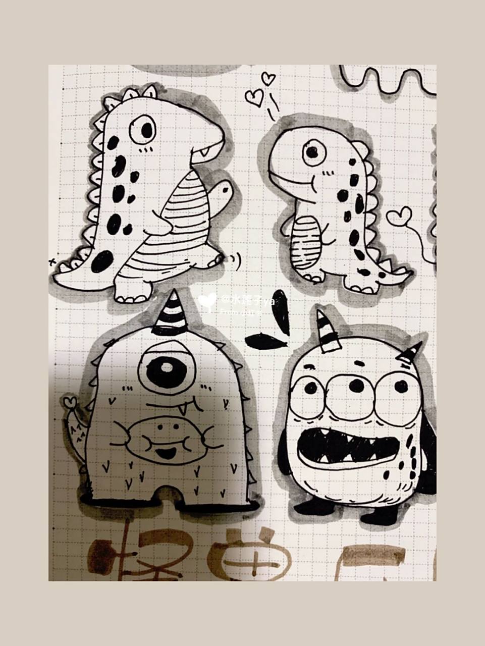 怪兽乐园|动物简笔画临摹 #可爱简笔画# #简笔画# #手帐素材# #治愈