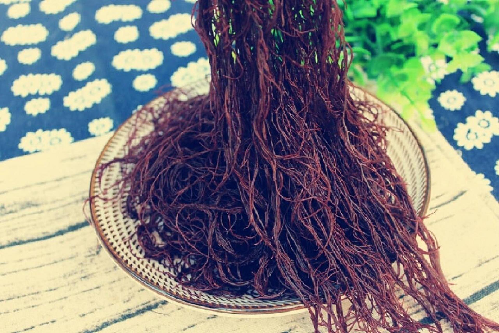 野菜知识74头发菜 发菜,又名龙须菜,江蓠,是一种野生的藻类植物.