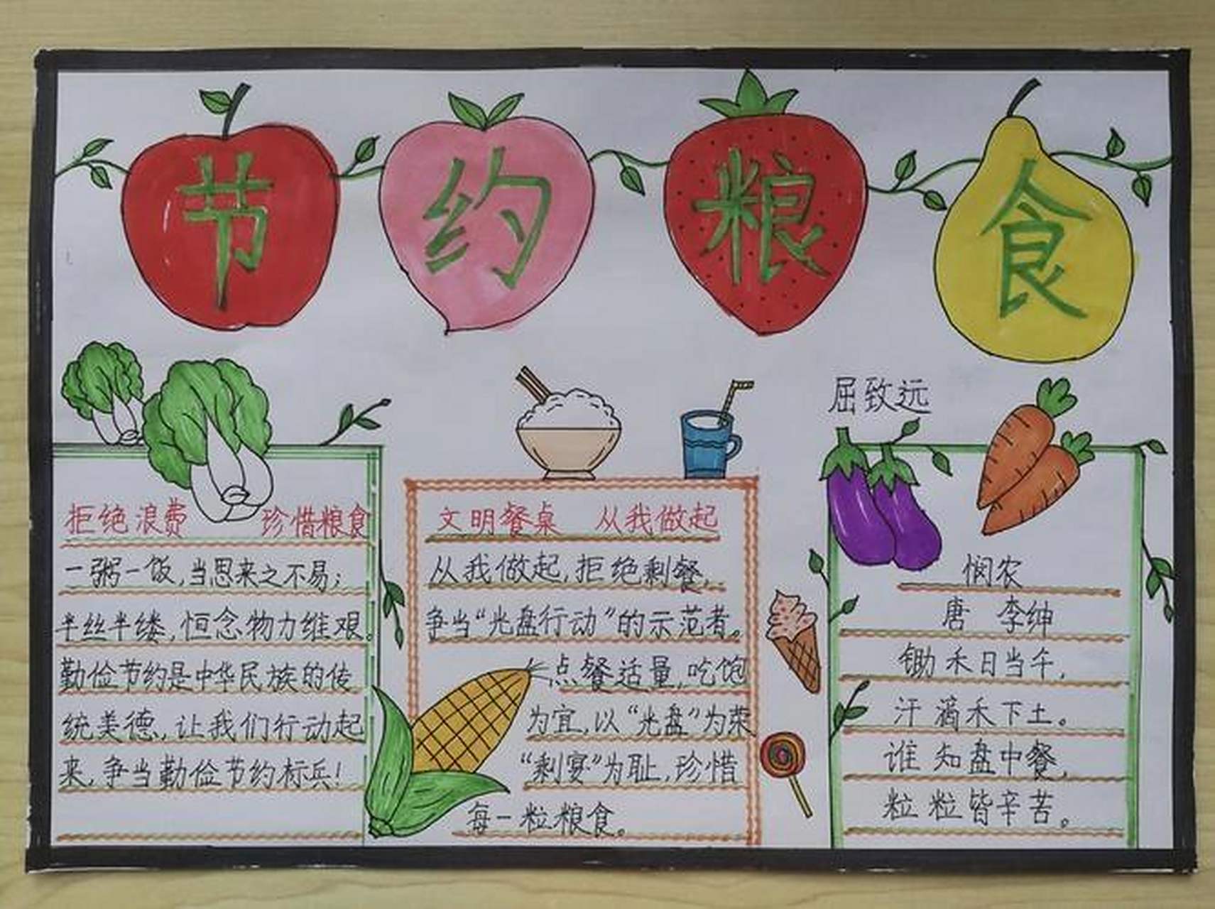 制止餐饮浪费手抄报