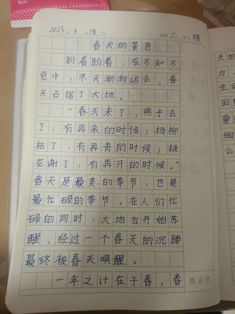 日记中学生100字图片