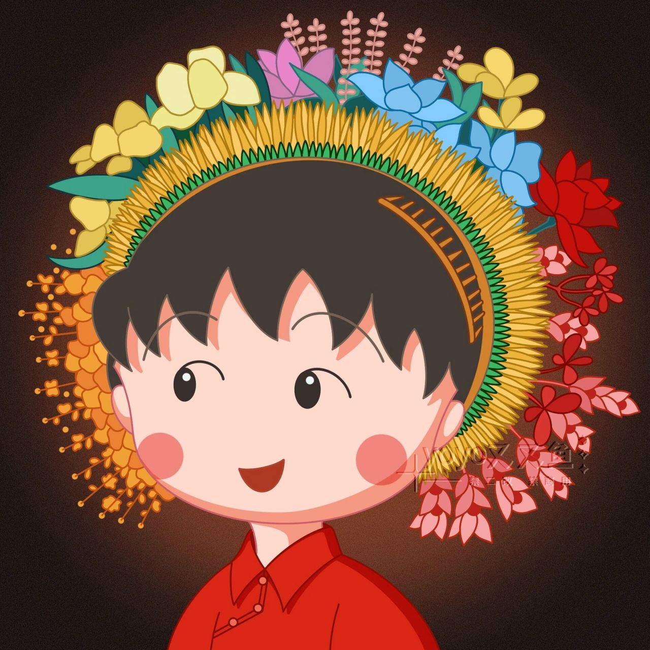 赵丽颖簪花图|樱桃小丸子头像 好久没画画了,这张画了三个小时09