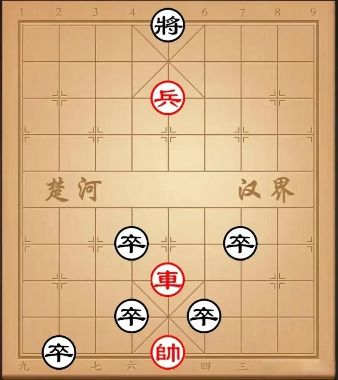 在没有网络的年代,五鼠闹东京是一种流行的街头象棋残局.