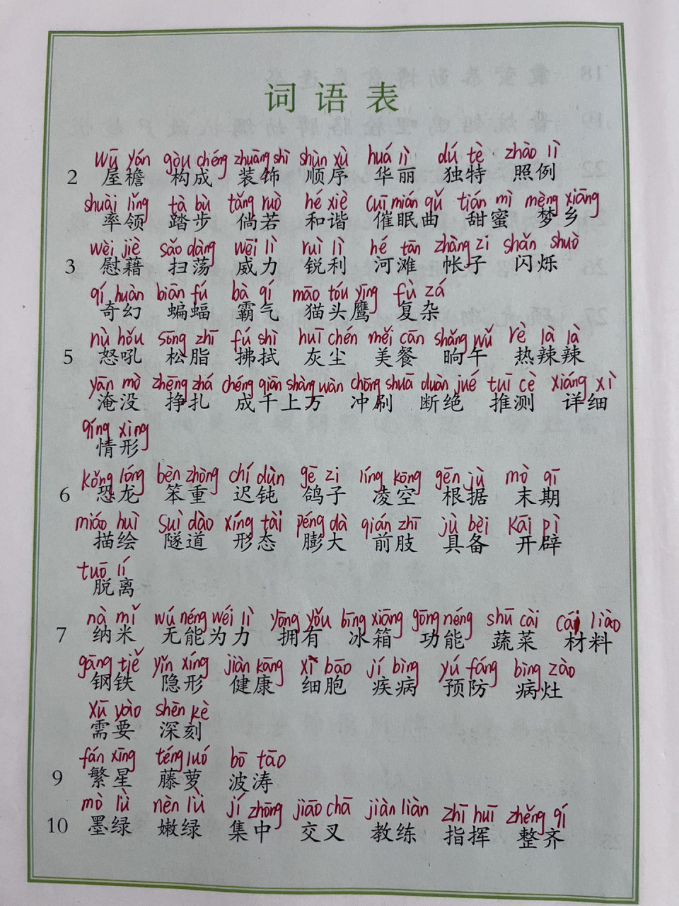 四年级语文下册词语表