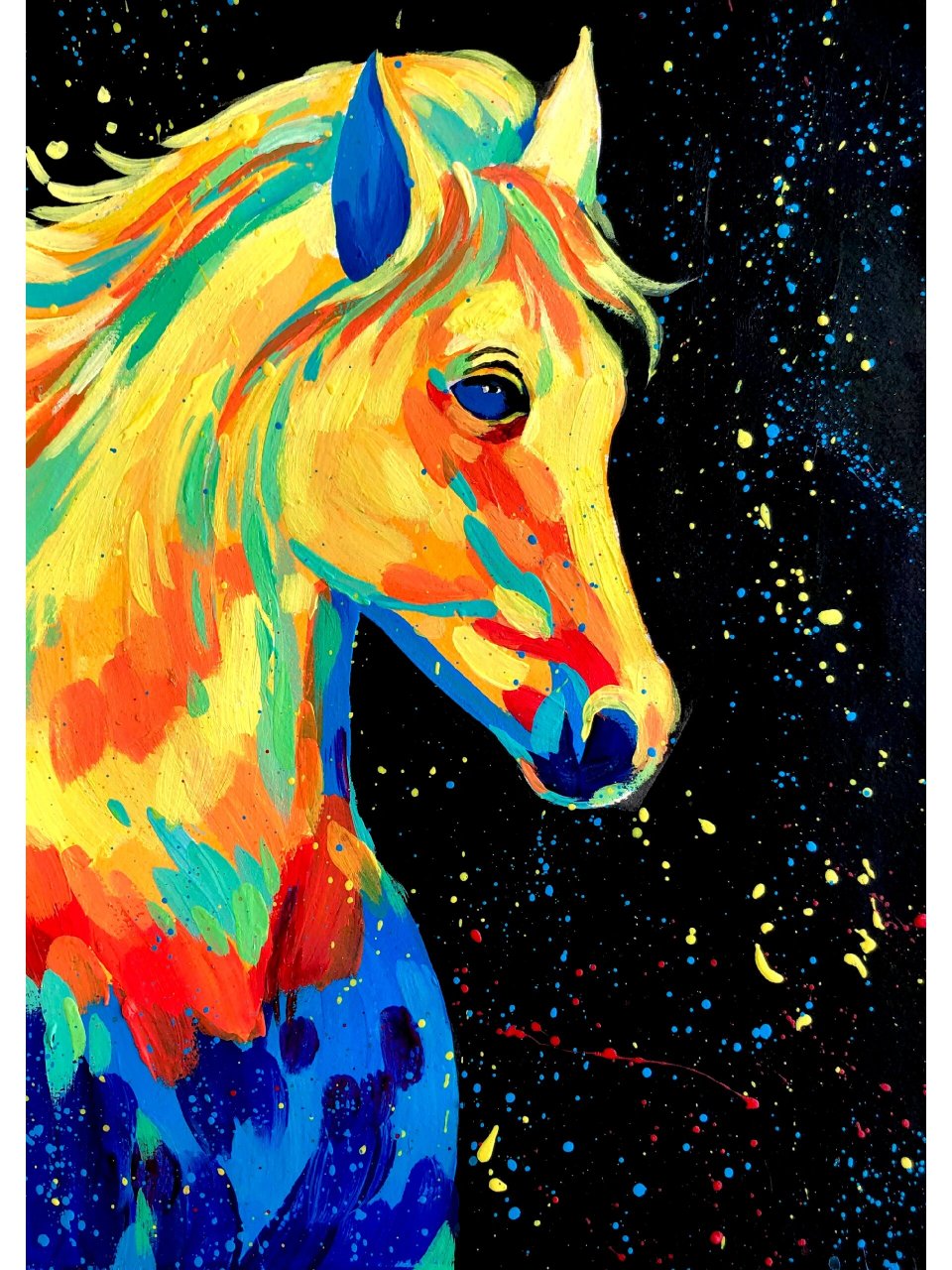 水粉丙烯动物装饰画《马》有过程图 临青阳老师,青阳老师的画真的很棒