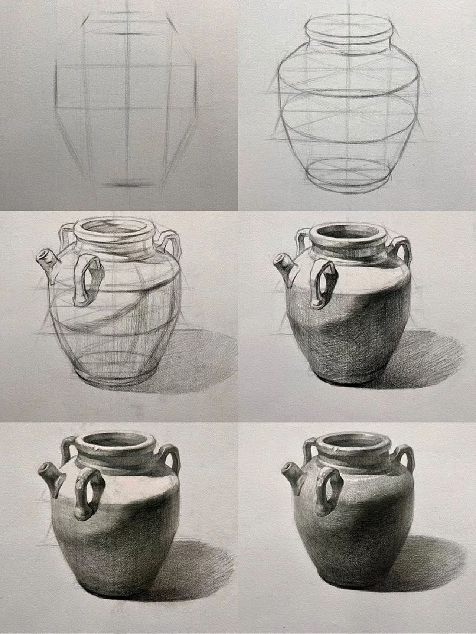 素描静物罐子画法步骤图片
