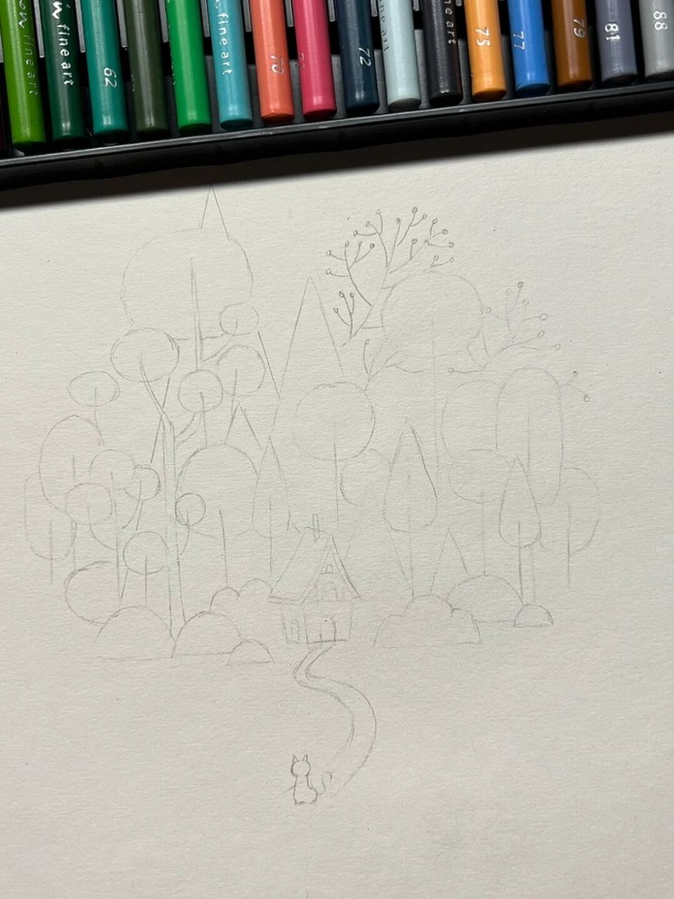 彩铅森林(彩铅画,手绘临摹) #手绘# #简笔画# #插画# #彩铅手绘