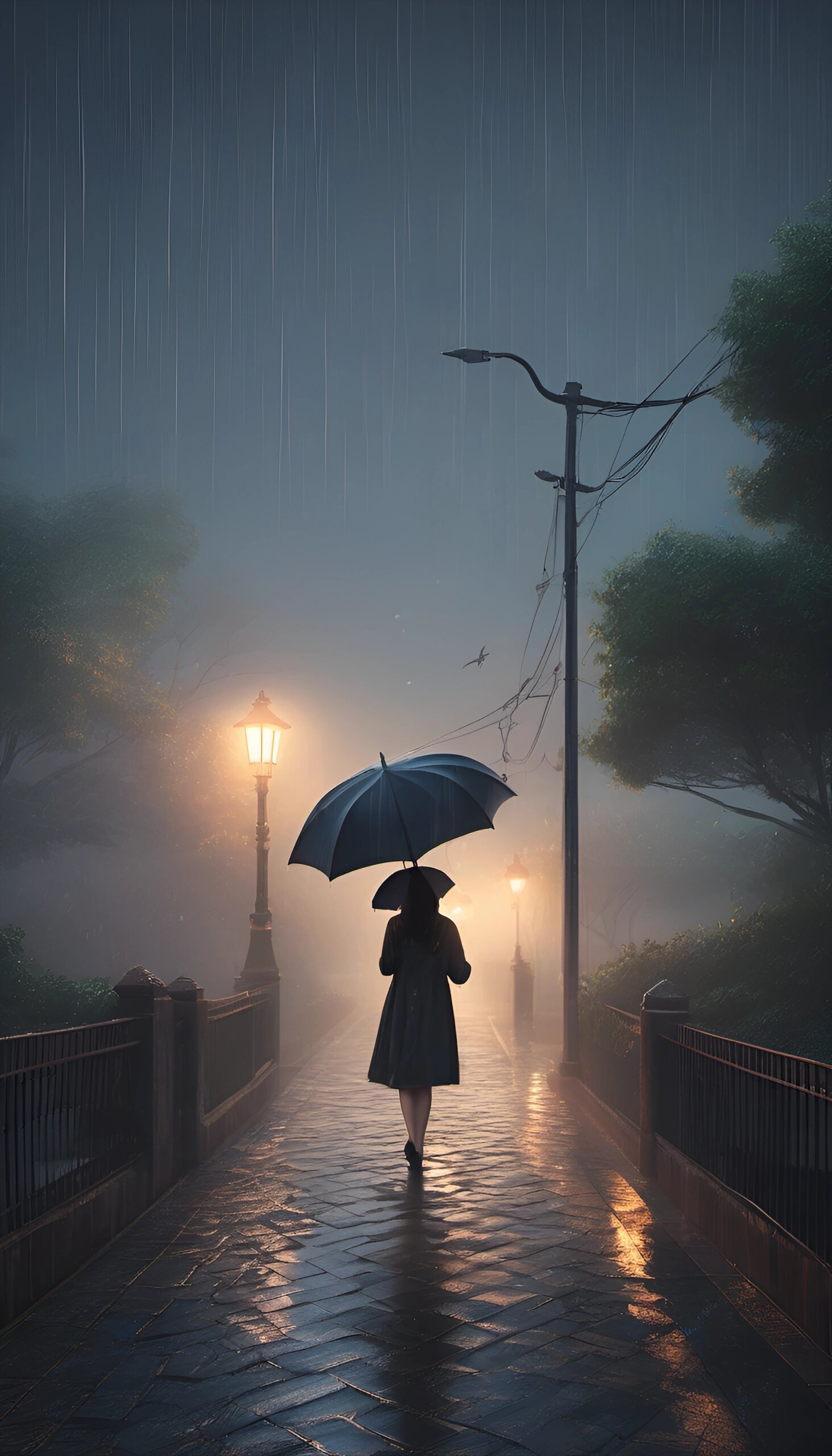 ai绘画之背影「259」 在雨夜的街头