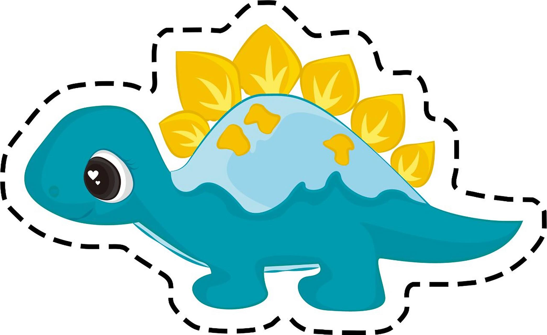 卡通小恐龙剪纸素材