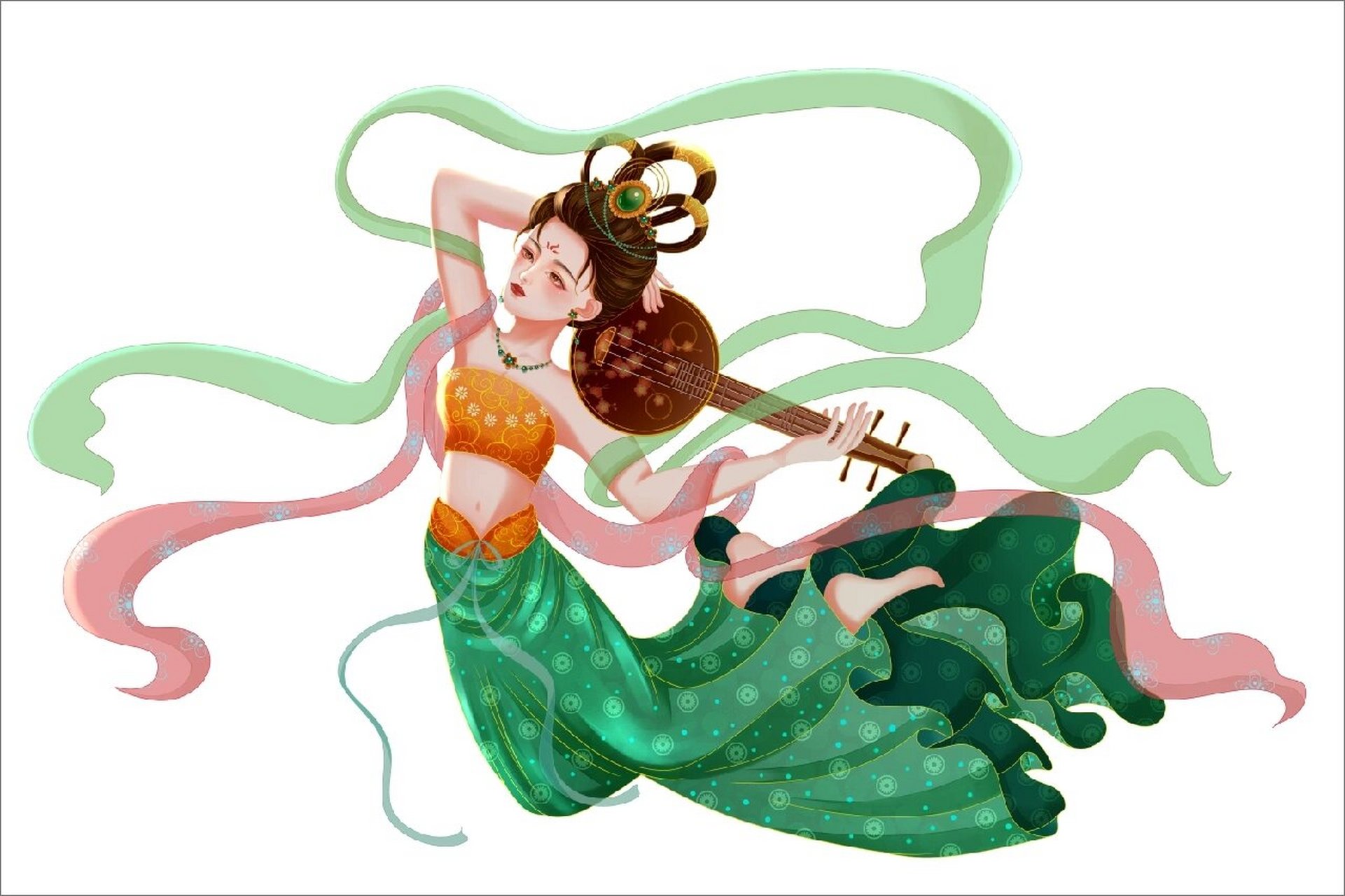 免抠元素 | 敦煌伎乐天反 弹琵琶 (7) 99敦煌壁画中的"反 弹琵琶"