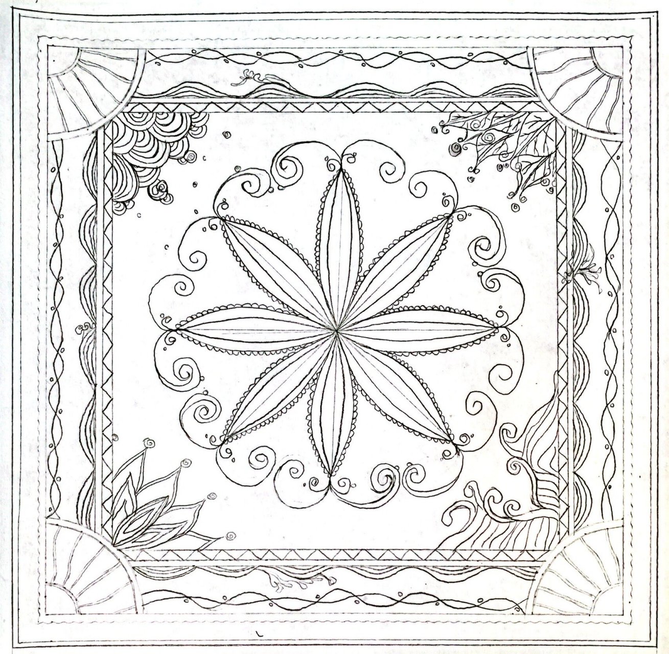 方巾图案设计 灵感来源于彝族漆器上的纹样进行提取,剥离重组设计而来