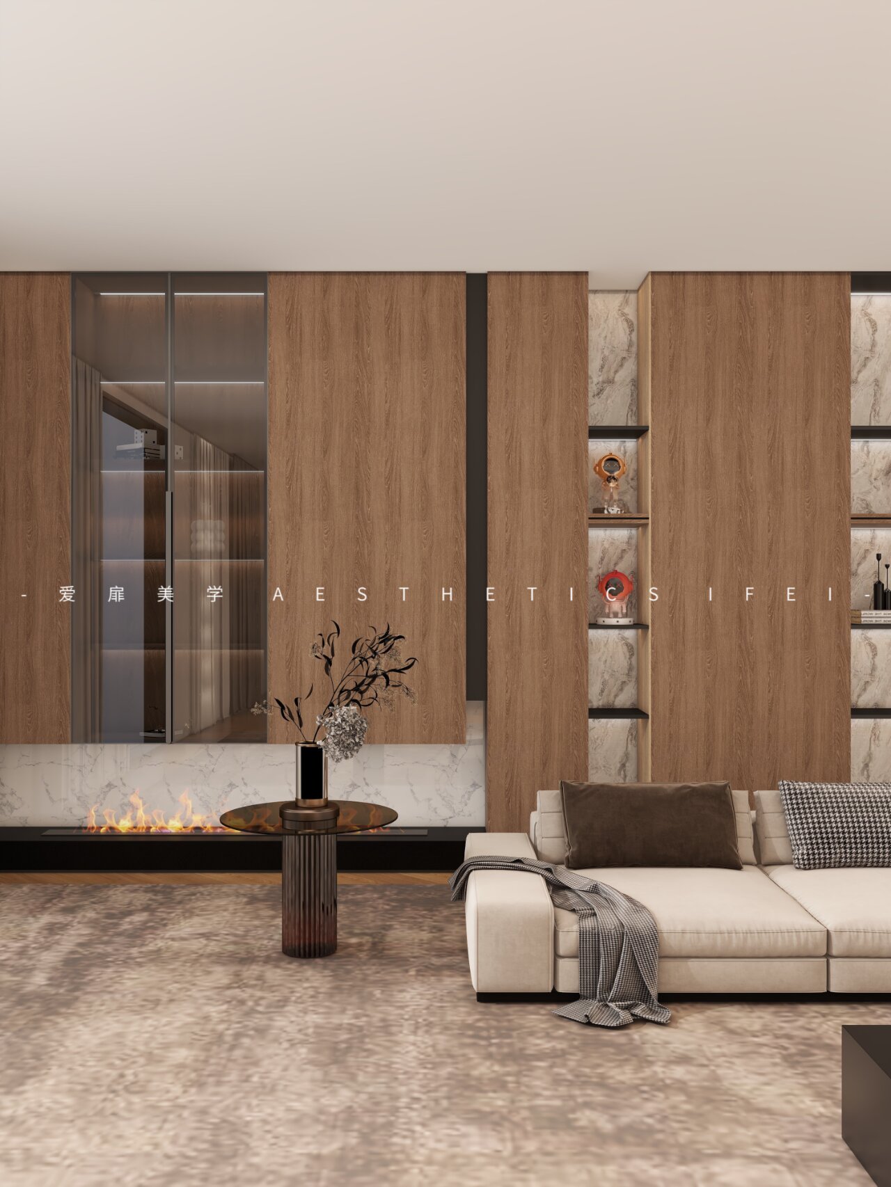 意式极简轻奢沙发背柜～西安全屋定制97