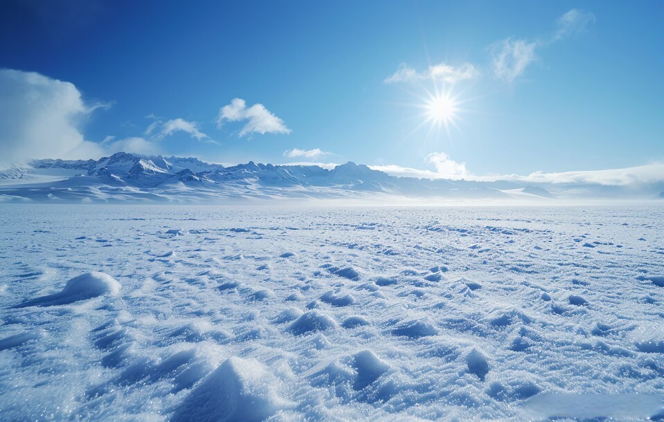 远处,山脉的轮廓在薄雪的覆盖下若隐若现,山顶部分裸露出来