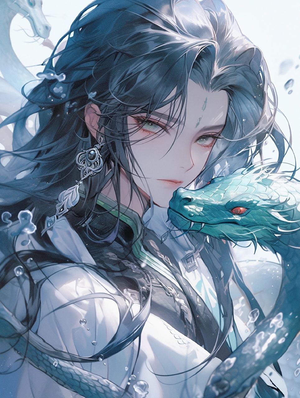 十二生肖-蛇族守护-古风玄幻帅哥头像壁纸 在一片深山老林之中,青蛇和