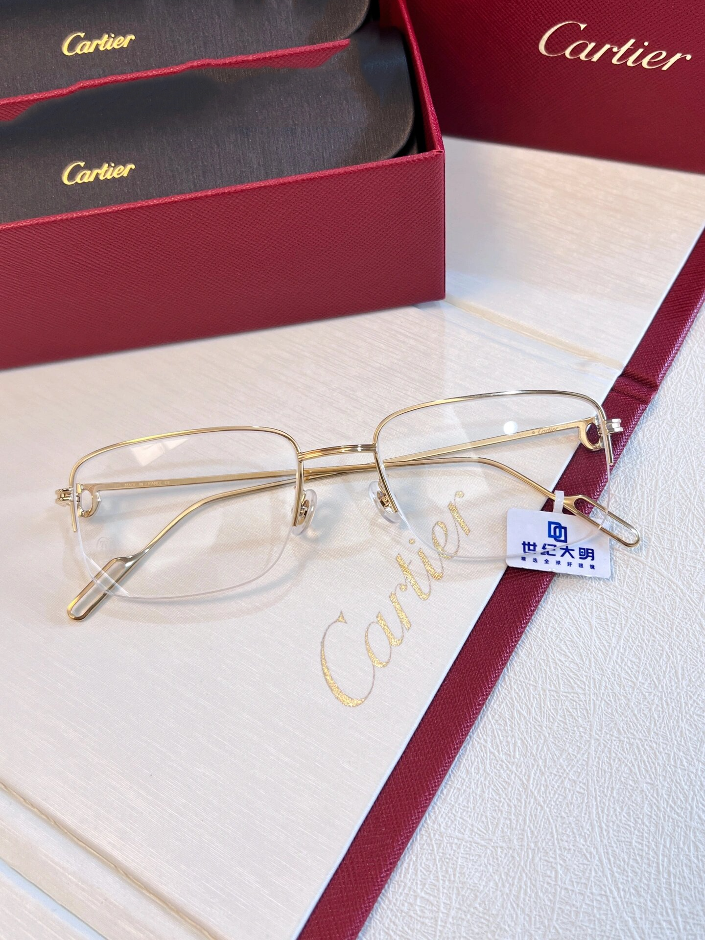 卡地亚cartier半框眼镜,商务金丝气场足