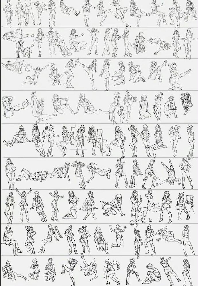 全方面速写小人姿势大全