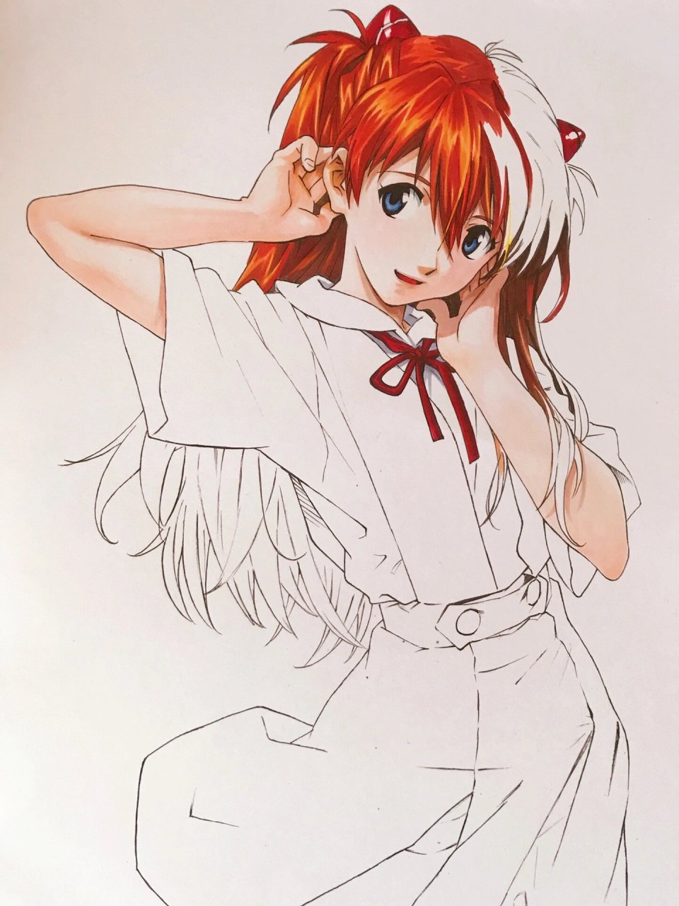 《eva》明日香校服 数码绘转马克笔手绘原画 这幅校服款的明日香,也可