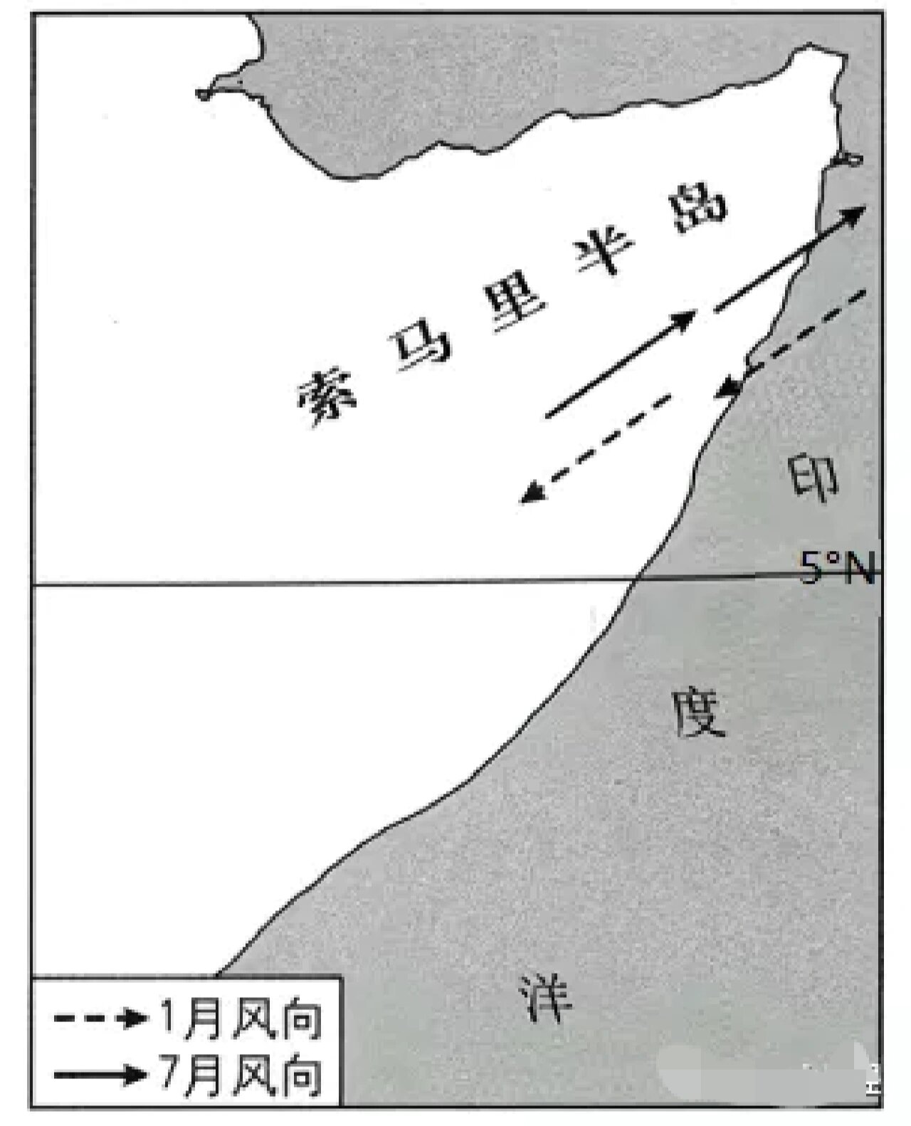 高中地理 索马里半岛气候干旱的原因 ①夏季盛行西南离岸风