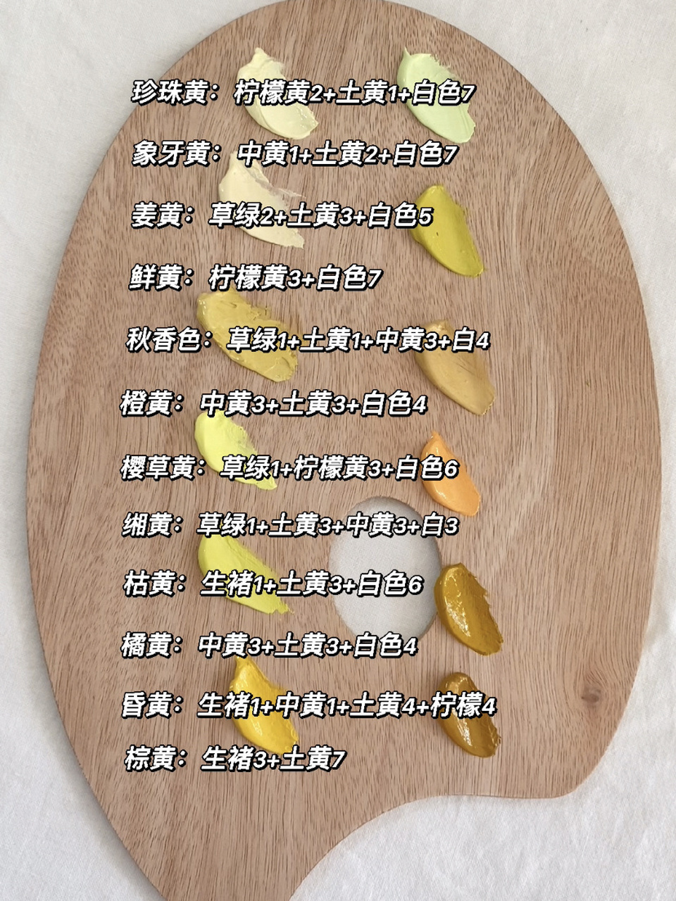 丙烯12种黄色系调色配色表汇总在这里 视频已经发了就改不了.