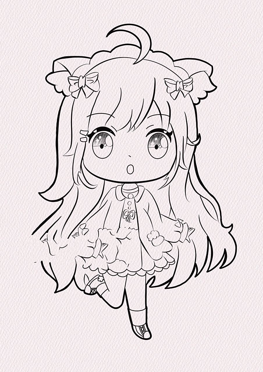 q版动漫《临摹》 可可爱爱~     附线稿