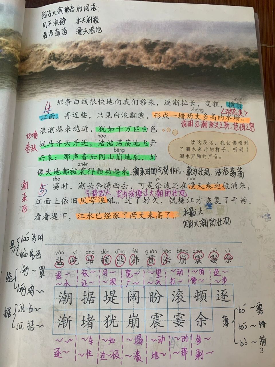 四年级上册语文第一课《观潮》 观潮知识点总结,课堂笔记78 希望