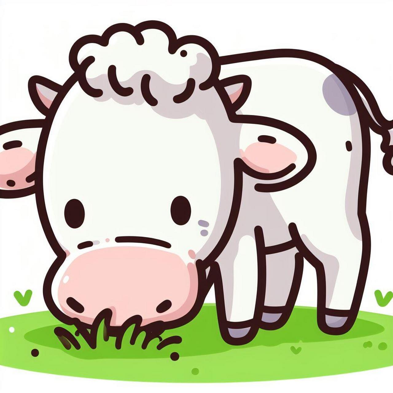 给女儿的涂色简笔画 - 爱吃草的小牛 打印出来涂色